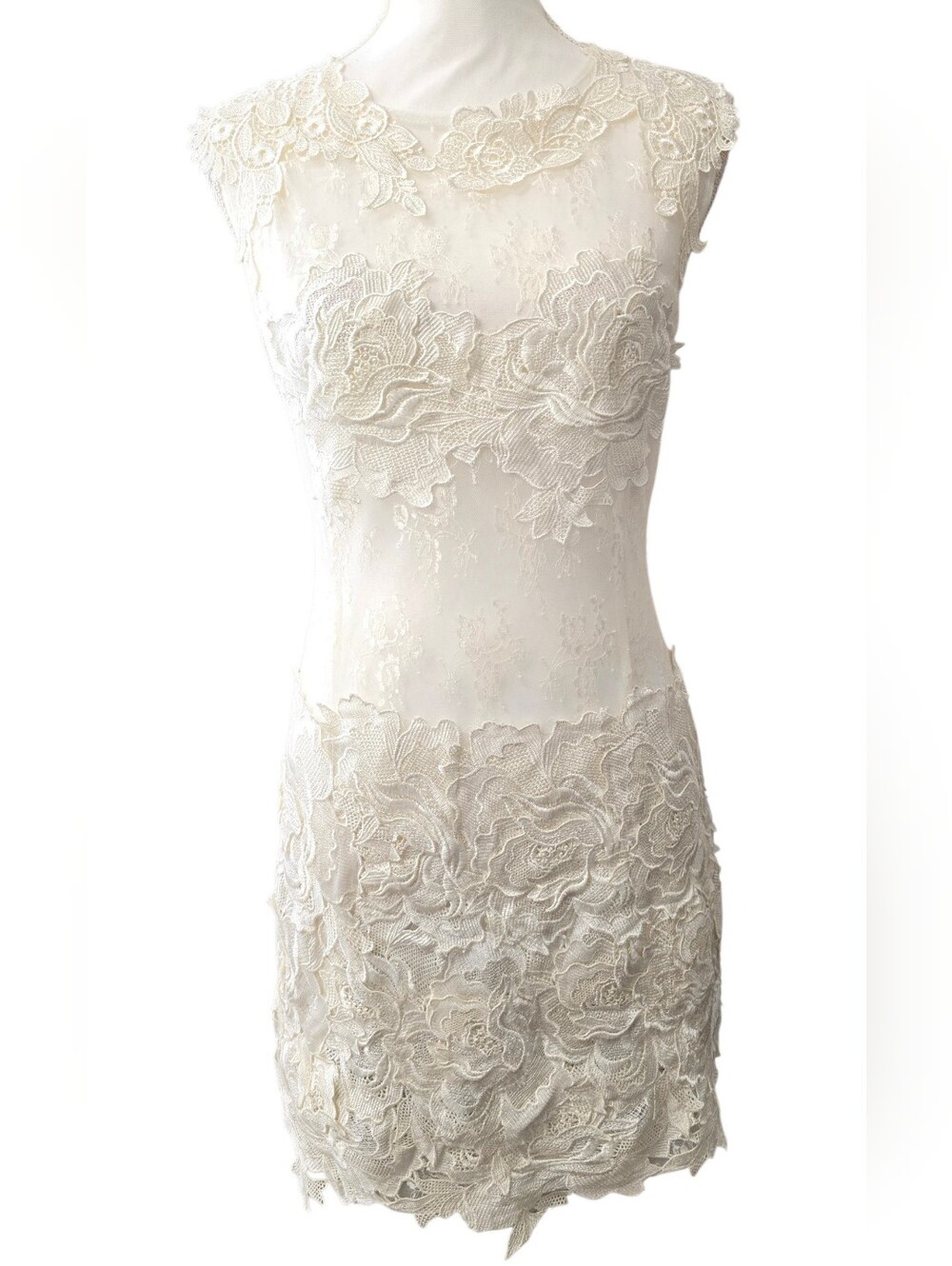 Caribbean Queen Lace Mini Dress Ivory Medium Like New